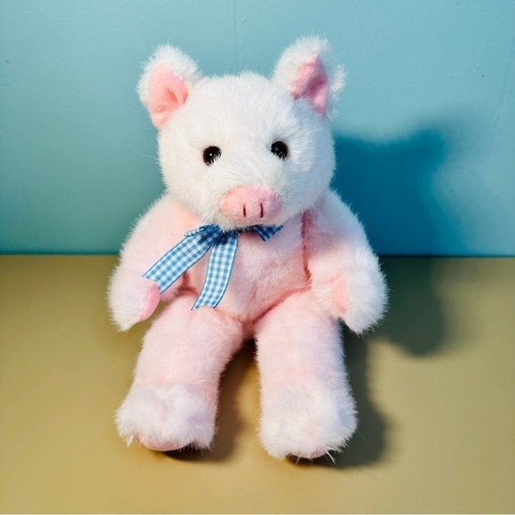 Vintage Ty Classic 1992 "Baby Petunia" Pig With Plaid Bow 12” No Ear Tag - Picture 1 of 7